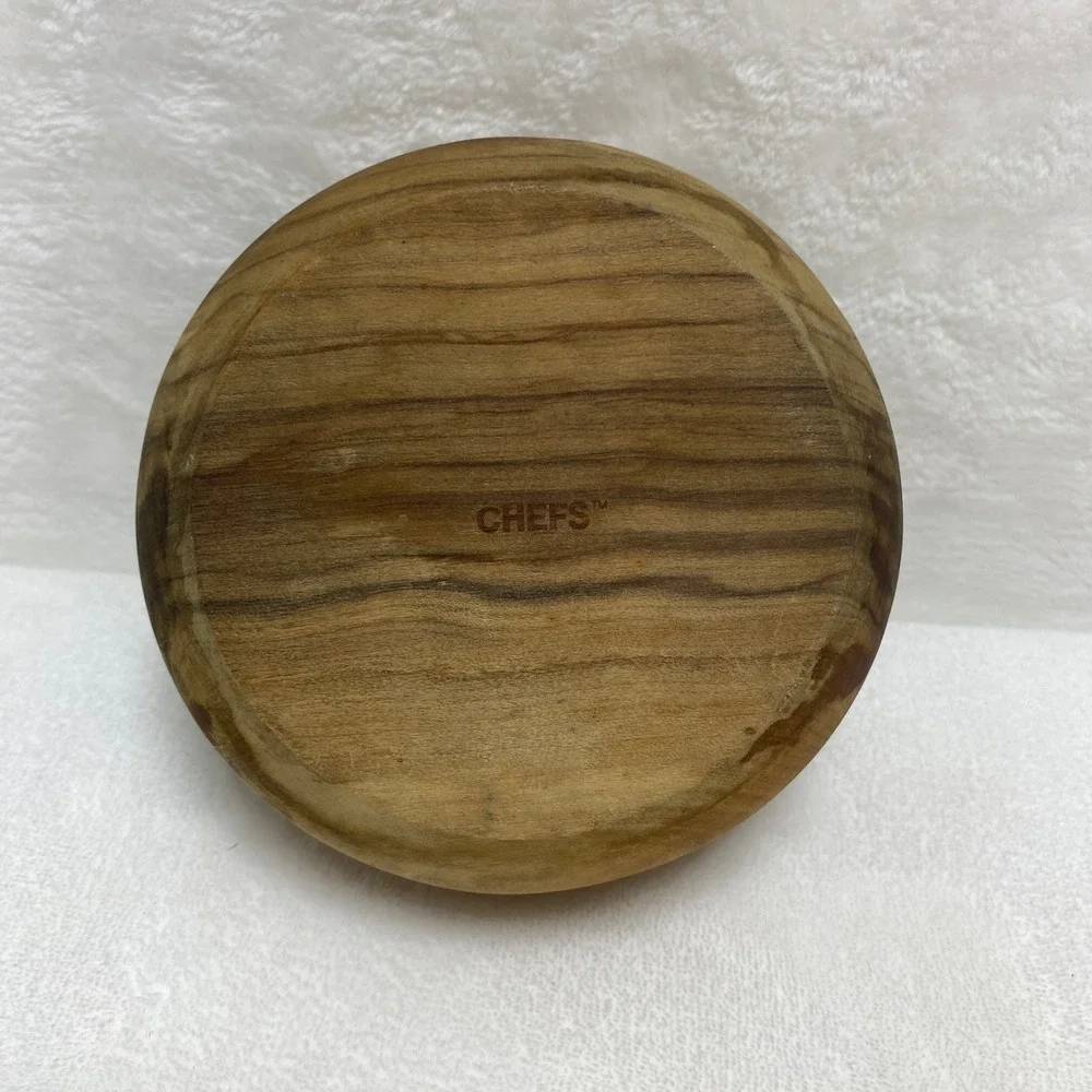 Chefs Wooden Round Salt‎ & Pepper Cellar